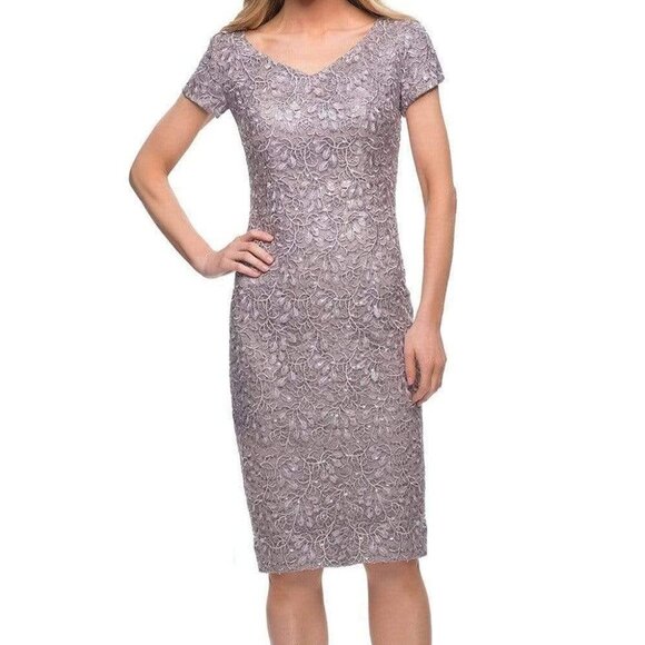 NWT La Femme 29809 Cocktail Dress Applique Pink Size 4 - Picture 1 of 5